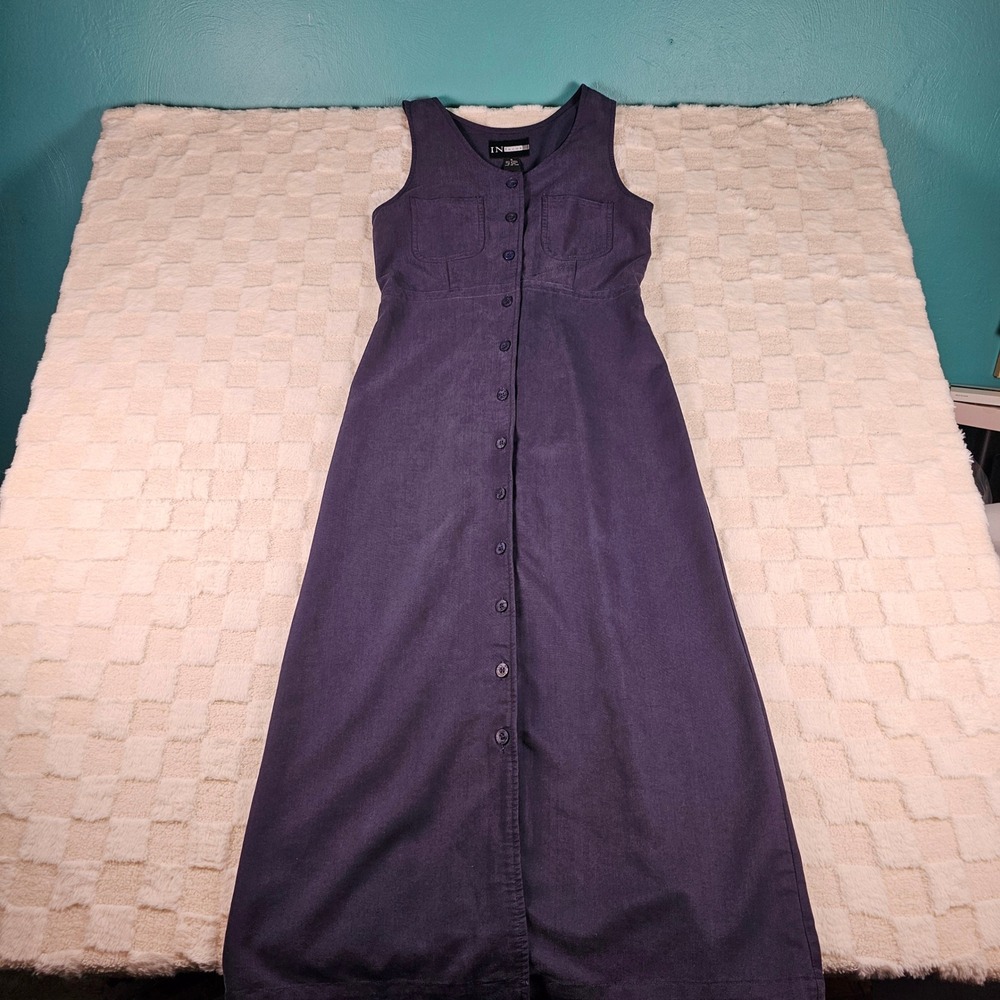 IN Focus Purple Lyocell Button Front Sleeveless Maxi Dress with Pockets Small